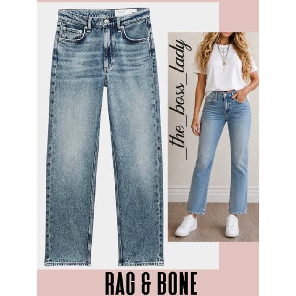 Rag & Bone Harlow ankle straight jean mid-rise amity cotton 31
